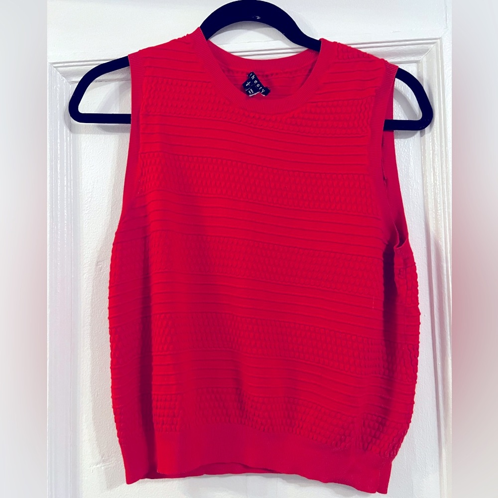 Theory Red Textured Top
